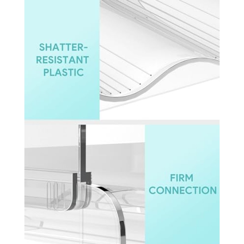 4단 물병 정리함 - 16병, 캐비닛, 조리대, 식료품 저장실 및 냉장고용 쌓을 수 있는 컵 정리함, 와인 및 음료병용 독립형 주방 텀블러 보관 홀더, 투명 플라스틱