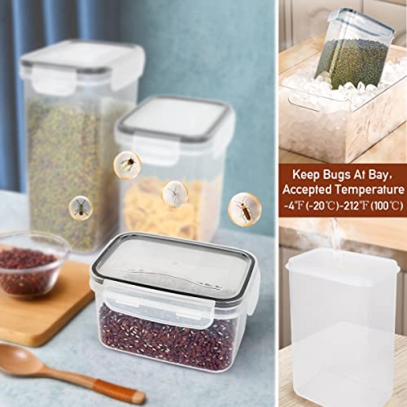 68 PCS 뚜껑이 있는 밀폐 식품 저장 용기 BPA 없음, 주방 식료품 저장실 조직 및 보관을 위한 시리얼 용기 보관, 식기 세척기 안전, 라벨 마커 스푼 세트, 시리얼, 밀가루 설탕 포함