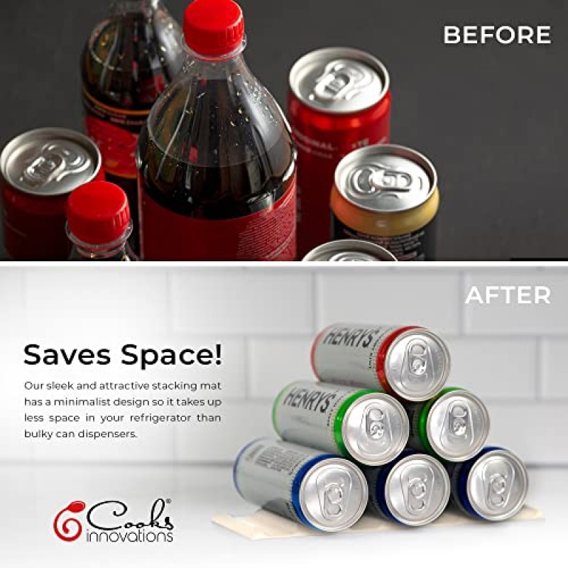 냉장고 원숭이 매트 - 냉장고용 와인 및 소다 캔 정리함 - 음료 정리함 홀더로 쉽게 보관할 수 있도록 캔과 병을 쌓을 수 있음 - 냉장고 정리를 위한 공간 절약 - 크림(1팩)