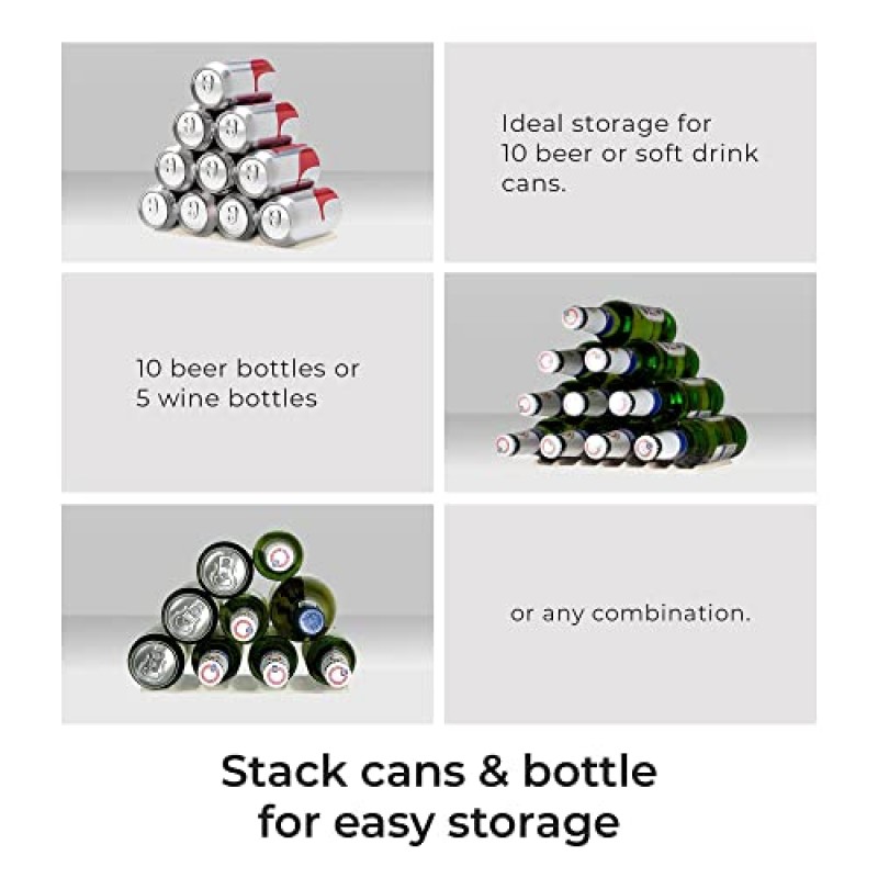 냉장고 원숭이 매트 - 냉장고용 와인 및 소다 캔 정리함 - 음료 정리함 홀더로 쉽게 보관할 수 있도록 캔과 병을 쌓을 수 있음 - 냉장고 정리를 위한 공간 절약 - 크림(1팩)