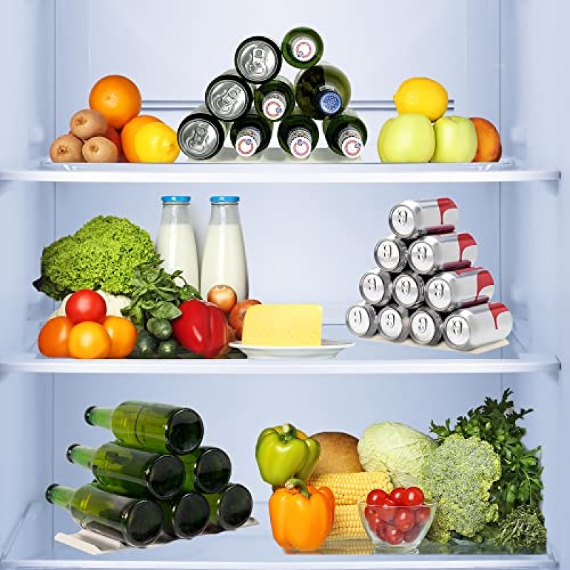 냉장고 원숭이 매트 - 냉장고용 와인 및 소다 캔 정리함 - 음료 정리함 홀더로 쉽게 보관할 수 있도록 캔과 병을 쌓을 수 있음 - 냉장고 정리를 위한 공간 절약 - 크림(1팩)