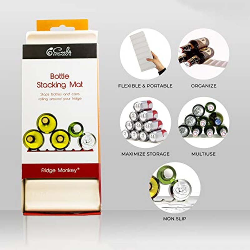 냉장고 원숭이 매트 - 냉장고용 와인 및 소다 캔 정리함 - 음료 정리함 홀더로 쉽게 보관할 수 있도록 캔과 병을 쌓을 수 있음 - 냉장고 정리를 위한 공간 절약 - 크림(1팩)