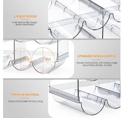 물병 정리함(업그레이드 확대), 쌓을 수 있는 플라스틱 물병 컵 홀더 4팩, 주방 조리대용 와인/음료/물병 보관 스탠드, 캐비닛, 냉동고, 식료품 저장실, 16개 용기 보유