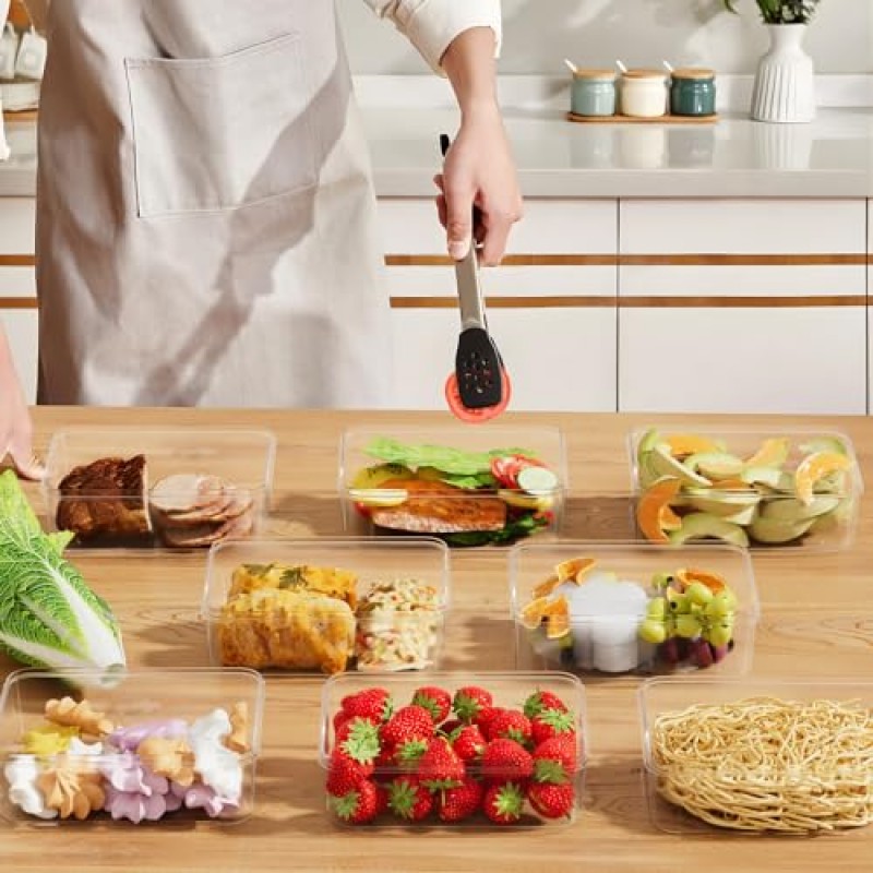 28 PCS 식품 보관 용기, 56 OZ 대형 식사 준비 용기 전자레인지 안전, 주방 보관 및 정리용 뚜껑이 있는 플라스틱 보관 용기 BPA 프리, 라벨 및 마커 펜이 있는 누출 방지