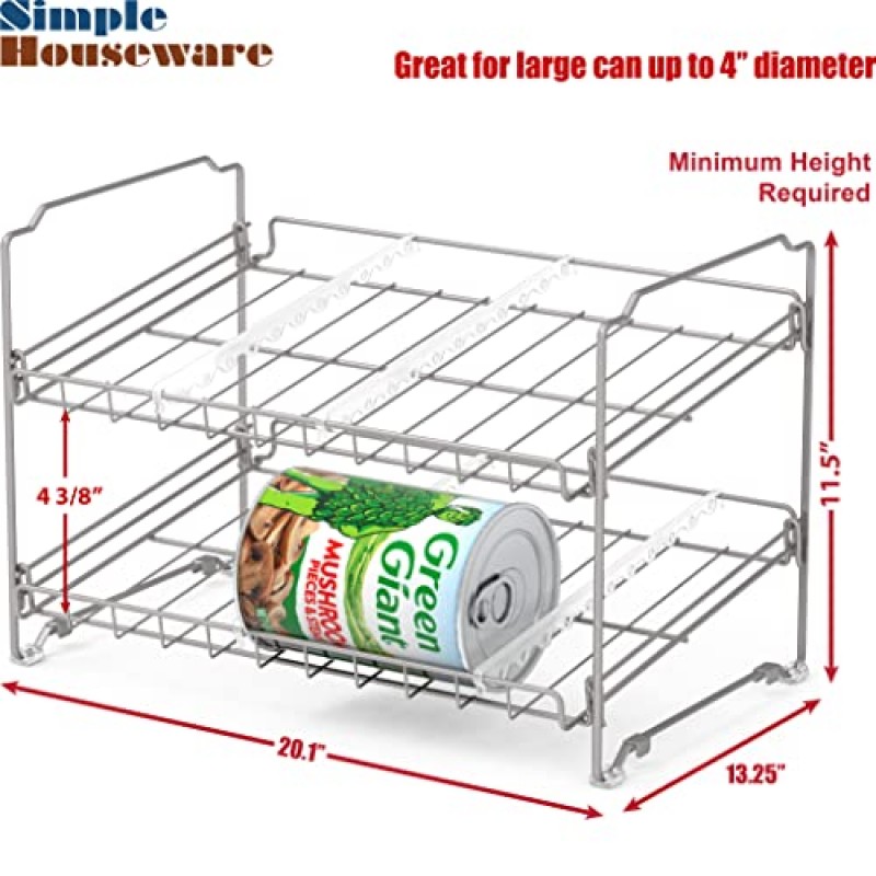 SimpleHouseware 2단 캔 랙 2팩, 실버