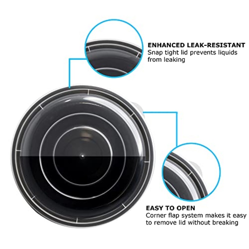 뚜껑이 있는 신선식품 식사 준비 용기 [40팩] 식품 보관 용기, 샐러드, 밥, 수프용 그릇, 도시락 상자, BPA 없음, 쌓을 수 있음, 전자레인지/식기세척기/냉동고 안전(24온스)