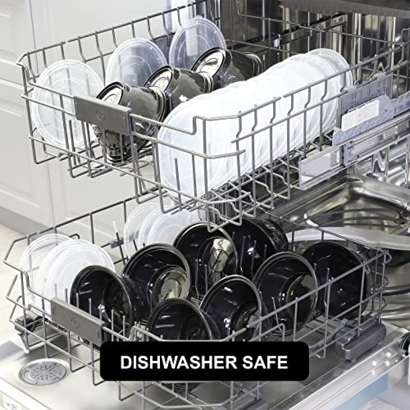 뚜껑이 있는 신선식품 식사 준비 용기 [40팩] 식품 보관 용기, 샐러드, 밥, 수프용 그릇, 도시락 상자, BPA 없음, 쌓을 수 있음, 전자레인지/식기세척기/냉동고 안전(24온스)