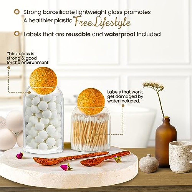 뚜껑이 있는 유리 용기 - 기능성 세탁 정리함 및 보관 용기 - 코르크가 있는 다용도 유리병 및 용기용 세탁 라벨