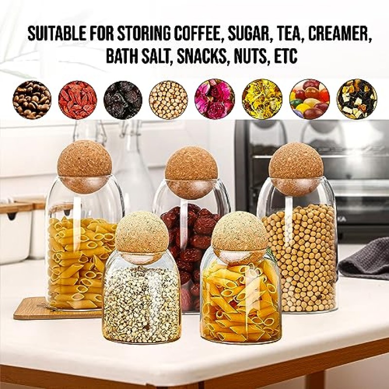 뚜껑이 있는 유리 용기 - 기능성 세탁 정리함 및 보관 용기 - 코르크가 있는 다용도 유리병 및 용기용 세탁 라벨