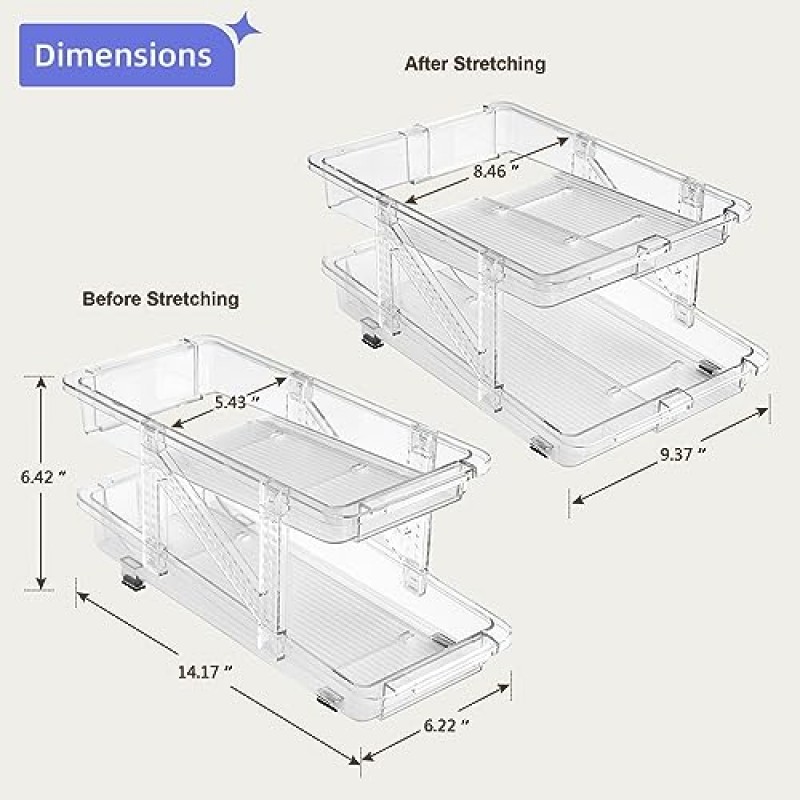 Ynelyase 소다 캔 디스펜서 주최자 냉장고 용 미니 스키니 및 팝 캔 홀더 음료수 저장 공간 조절 가능 (2 팩 클리어)