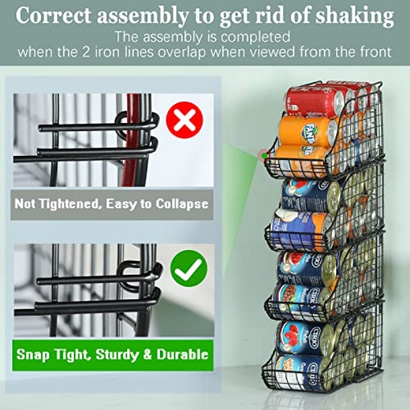스탠딩 캔 디스펜서 빈 3팩, 쌓을 수 있는 음료 음료 팝 소다 캔 보관함 손잡이가 있는 바구니, 주방 식료품 저장실 조리대 캐비닛용 접이식 통조림 식품 홀더 특허 출원 중