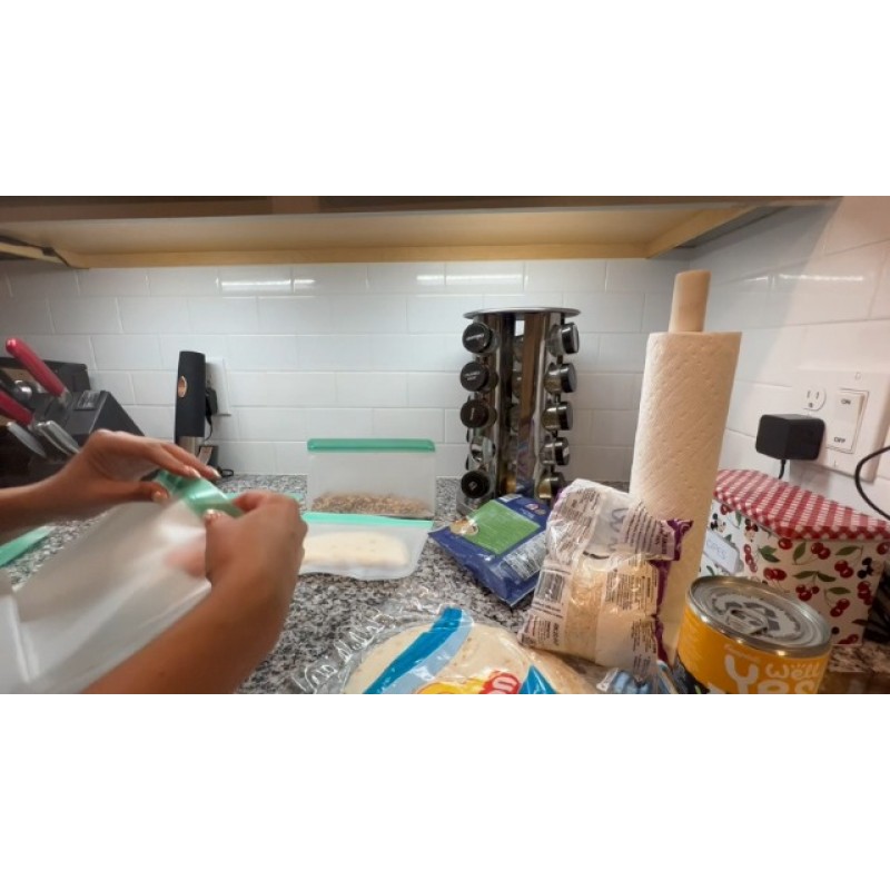 LISOVEVRR 재사용 가능한 보관 가방, 6 팩 재사용 가능한 갤런 냉동고 가방 BPA 무료 식품 가방 절인 고기, 시리얼, 샌드위치, 스낵, 가정 조직용 누출 방지 실리콘 가방