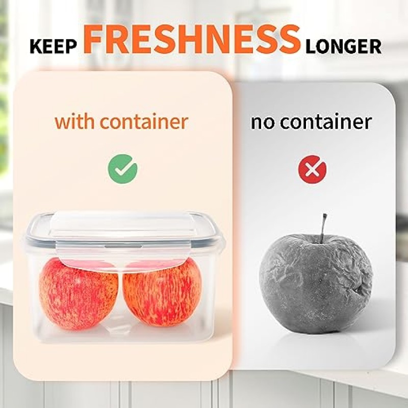 대형 식품 저장 용기, 24개 주방 보관용 뚜껑이 있는 플라스틱 식품 용기 세트 시리얼 과일을 위한 쌓을 수 있고 중첩된 밀폐형 도시락 상자 남은 식사 준비 냉동고 전자레인지 안전 3가지 크기