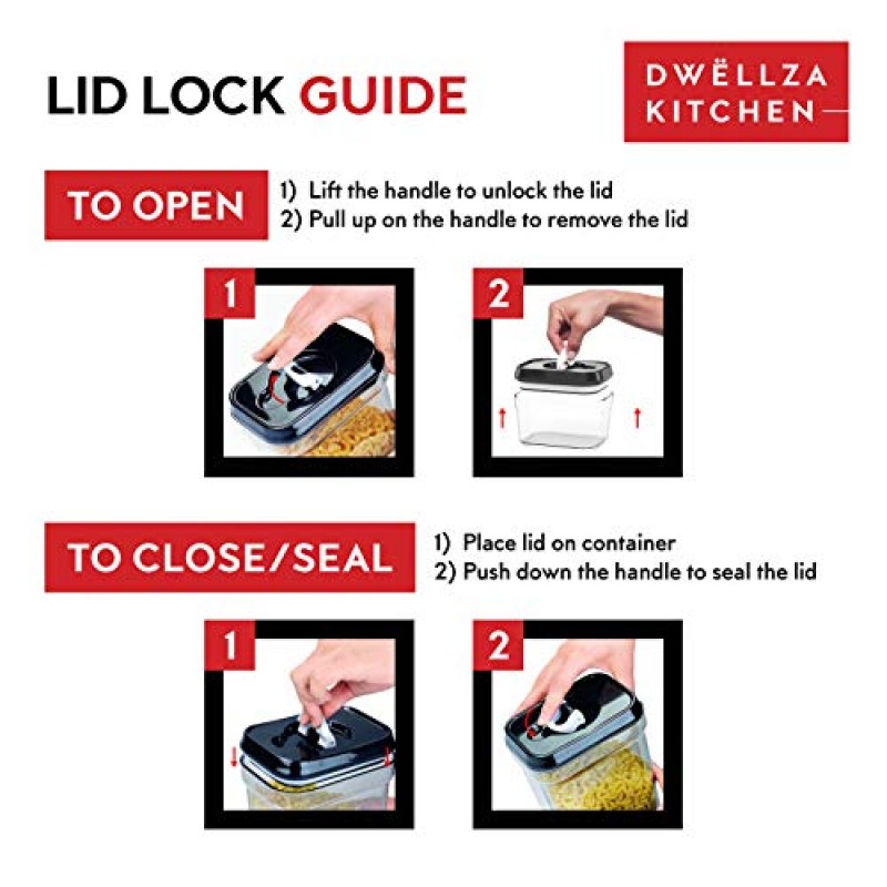 DWËLLZA KITCHEN 식품 저장실 밀폐용 파스타 보관 용기 - 2개 스파게티 용기 보관 - 스파게티 및 국수, 주방 식료품 저장실 정리 및 보관에 이상적 - 음식을 신선하고 건조하게 유지