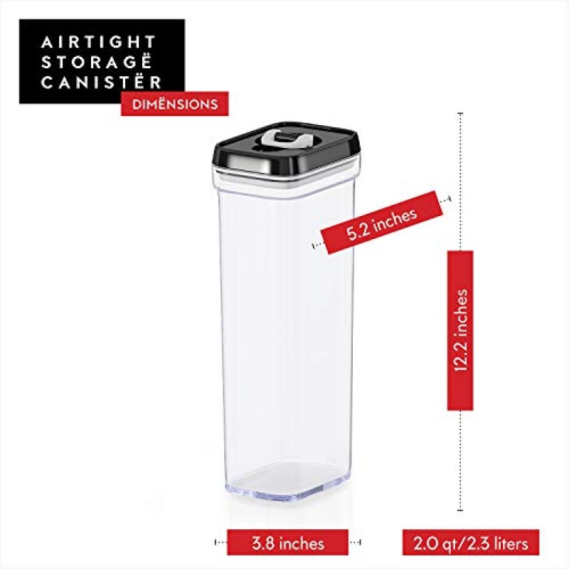 DWËLLZA KITCHEN 식품 저장실 밀폐용 파스타 보관 용기 - 2개 스파게티 용기 보관 - 스파게티 및 국수, 주방 식료품 저장실 정리 및 보관에 이상적 - 음식을 신선하고 건조하게 유지