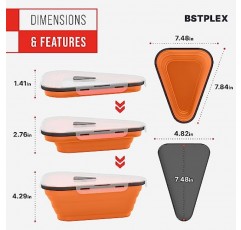 BSTPLEX 전자레인지용 피자 보관 용기 및 칸막이가 있는 재사용 가능한 서빙 트레이, 남은 음식 또는 조각 재가열, 접이식 공간 절약, 내열성 BPA 프리 실리콘