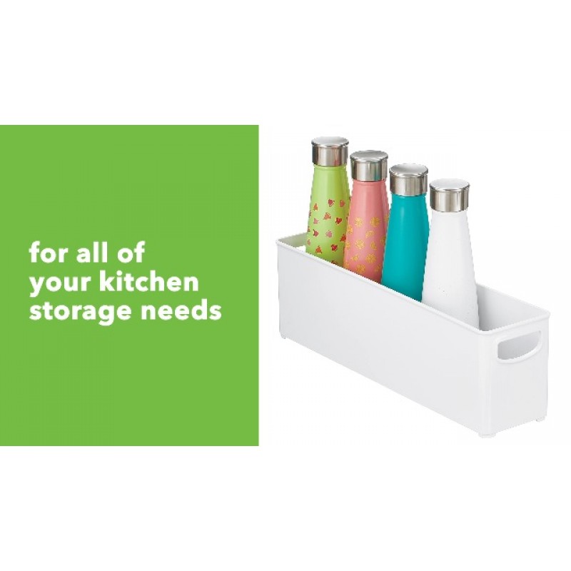 mDesign 주방, 식료품 저장실, 캐비닛, 냉장고/냉동고, 조리대용 손잡이가 있는 플라스틱 키 큰 식품 보관 정리 용기 상자 - 스낵/가전제품 정리함, Ligne 컬렉션, 4팩, 투명