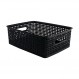 Advantus Weave 디자인 플라스틱 중간 상자, 13.75"L x 10.5"W x 4.625"H, 검정색