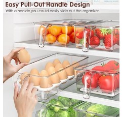 VIVAIVE 4팩 냉장고 정리함 및 보관함,뚜껑이 있는 투명한 냉장고 정리함,계란 용기,아이스 큐브 트레이,탈착식 칸막이가 있는 쌓을 수 있는 식료품 저장실 정리함,이상적인 냉장고 정리함