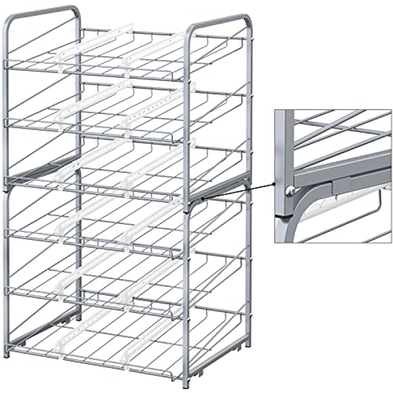 BTY 캔 정리함 쌓을 수 있는 2팩, 보관 랙 스태킹 캔 디스펜서 작은 공간은 식료품 저장실, 주방, 캐비닛용으로 최대 36개의 캔을 수용할 수 있음 - 실버