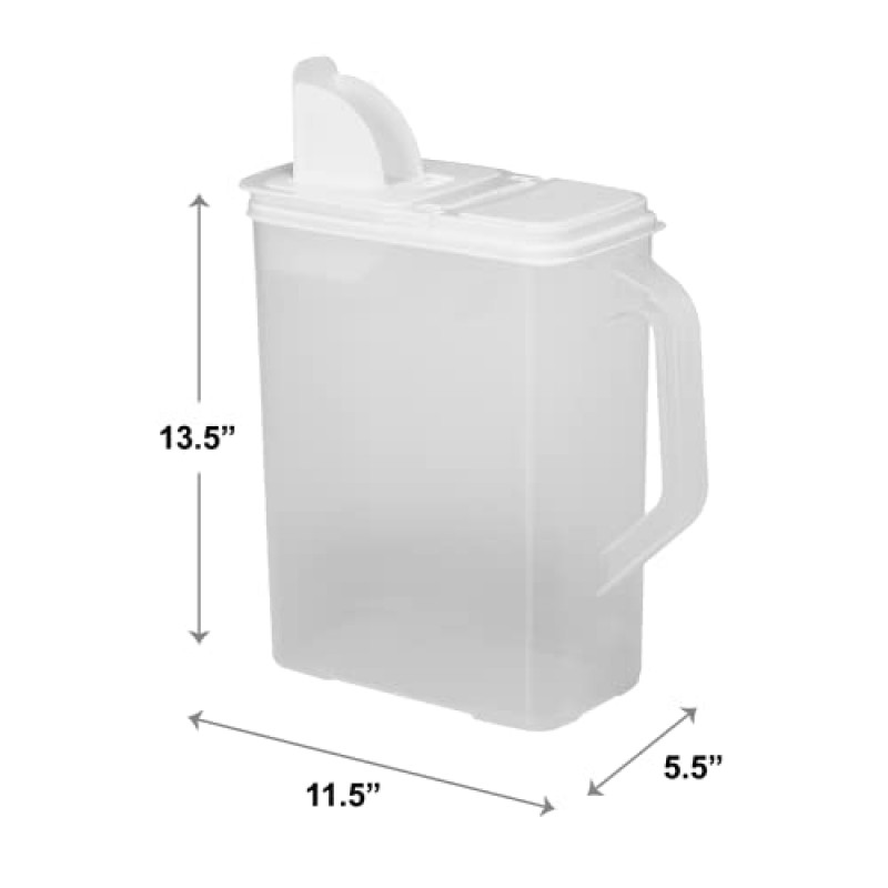 Buddeez 대량 식품 저장 용기 - 8쿼트 다용도 투명 및 대형 식료품 저장실 및 주방 정리 및 보관 - 시리얼, 밀가루, 설탕, 쌀 디스펜서, EZ 그립 핸들, EZ 푸어 스파우트(흰색 뚜껑)