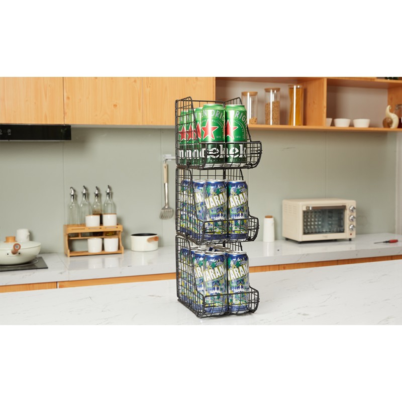 X-cosrack Stackable Can Organizer for Pantry 3Pack, 스탠딩 디스펜서 보관함, 금속 와이어 바구니 음료 팝 소다 랙 스탠드 주방 식료품 저장실 수조 캐비닛, 통조림 식품 홀더 쌓기