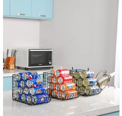 X-cosrack Stackable Can Organizer for Pantry 3Pack, 스탠딩 디스펜서 보관함, 금속 와이어 바구니 음료 팝 소다 랙 스탠드 주방 식료품 저장실 수조 캐비닛, 통조림 식품 홀더 쌓기