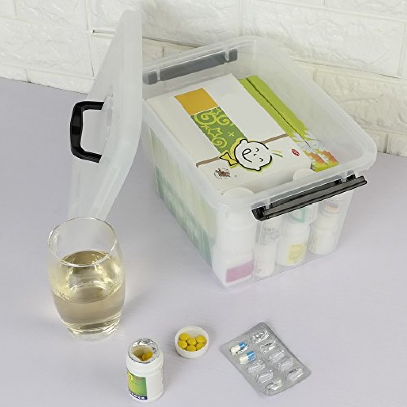 Ggbin 6쿼트 투명 래치 보관함(검은색 손잡이 및 래치 포함) - 4팩