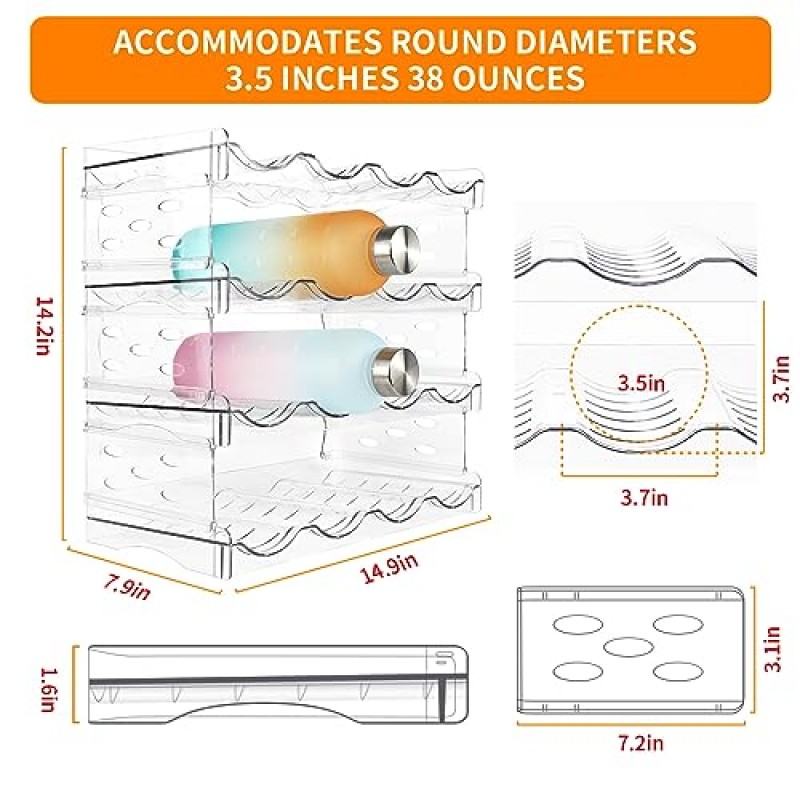 캐비닛용 clbutge 물병 정리함, 4팩 쌓을 수 있는 물병 보관 랙, 주방 식료품 저장실 조직 및 보관 선반, 냉장고, 주방, 데스크탑용 와인 음료 물병 컵 홀더