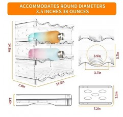 캐비닛용 clbutge 물병 정리함, 4팩 쌓을 수 있는 물병 보관 랙, 주방 식료품 저장실 조직 및 보관 선반, 냉장고, 주방, 데스크탑용 와인 음료 물병 컵 홀더