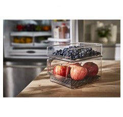 과일 채소 등의 보관 및 정리를 위한 Spectrum Diversified Hexa in-Fridge 대형 냉장고 통, 8.5 x 6 x 4.25, 투명/진한 회색