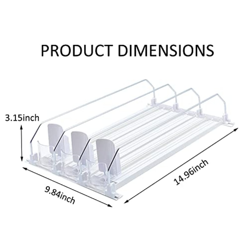 냉장고용 음료 정리함-흰색 자동 푸셔 글라이드, 12온스 16온스 20온스-냉장고용 소다 디스펜서-최대 15캔 보관 가능