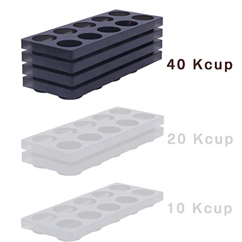 주방 서랍용 커피 포드 보관 정리함, 홀더 40K 컵, 미끄럼 방지 매트가 있는 프리미엄 플라스틱 트레이