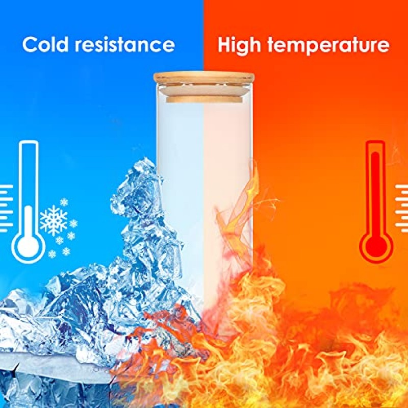 밀폐된 대나무 뚜껑이 있는 식품 저장 용기 항아리 30온스 8개, 890ml 식료품 저장실 조직 용기 세트, 유리 테라리움, 향신료, 차, 주방 카운터용 밀가루 및 설탕 용기