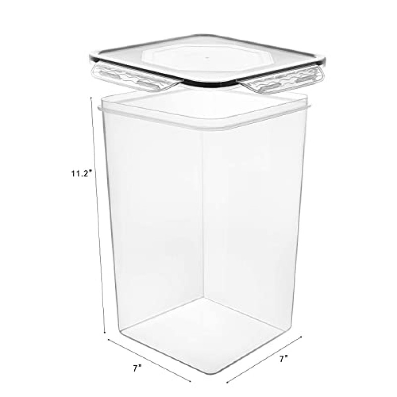 M MCIRCO 초대형 7qt/6.5L/220oz 높이 식품 보관 용기, 넓고 깊게, 4피스 BPA 없는 플라스틱 밀폐형 밀가루, 설탕용 주방 식료품 저장실 보관 용기, 계량 컵 4개, 라벨 20개 포함