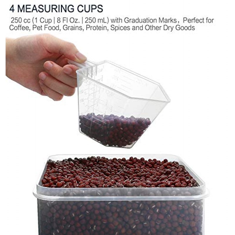 M MCIRCO 초대형 7qt/6.5L/220oz 높이 식품 보관 용기, 넓고 깊게, 4피스 BPA 없는 플라스틱 밀폐형 밀가루, 설탕용 주방 식료품 저장실 보관 용기, 계량 컵 4개, 라벨 20개 포함
