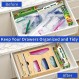 ZZ LIFE 6-in-1 주방 서랍 정리함 - 커터가 포함된 호일 및 플라스틱 랩 디스펜서, 갤런, 쿼트, 샌드위치 및 스낵 크기용 지플락 백 보관함 - 가정 및 주방용으로 정리된 대나무 보관함