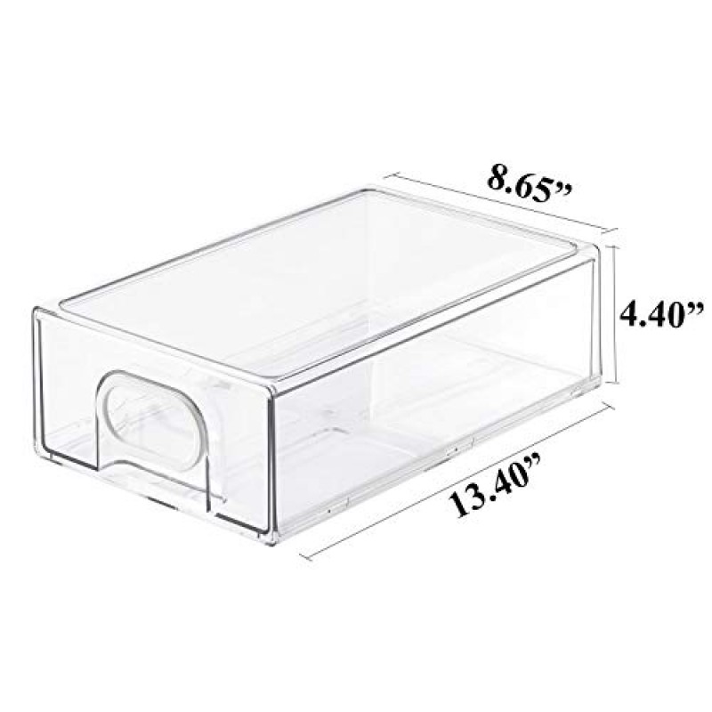 UNIKON 냉장고 정리함 1개, 냉장고 정리함 및 보관용 투명, 쌓을 수 있는 서랍 - BPA 프리 플라스틱 보관함, 13.40인치x8.65인치x4.40인치, 1개