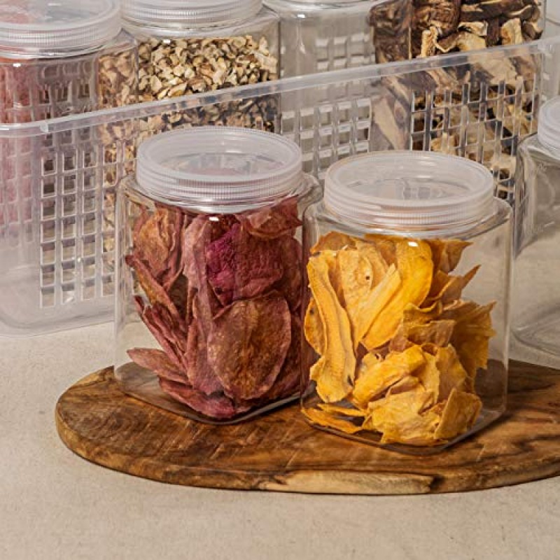 Silicook 투명 플라스틱 용기, 3개 세트 - 정사각형 모양, 투명, 식품 보관 용기, 건조 식품, 향신료, 야채, 재료 등을 위한 주방 및 가정 용품(M)