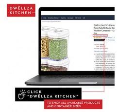 DWËLLZA KITCHEN 흰색 뚜껑이 있는 식품 저장실용 투명 밀폐 식품 보관 용기 - 6 팩 - 기밀 주방 용기 식품 저장실 정리 및 보관 - BPA 프리 플라스틱 - 식품을 신선하고 건조하게 유지