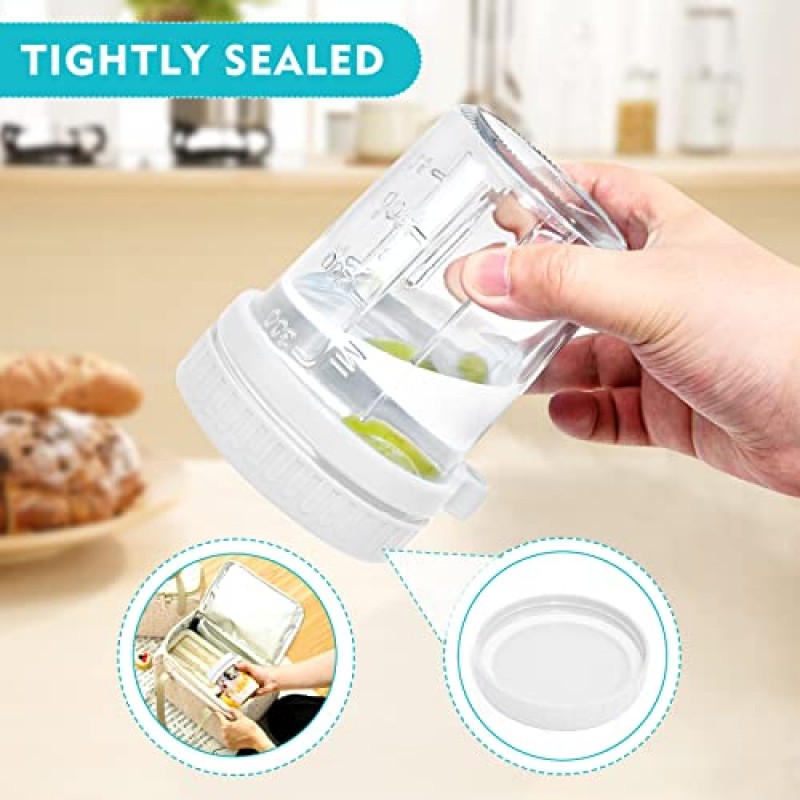 오버나이트 오트용 메이슨 병: 뚜껑과 스푼이 포함된 오버나이트 귀리 용기 4팩 - 우유, 시리얼, 과일용 16온스 유리 식품 저장 용기 - 오트밀 병/통조림 병/식품 병 및 용기