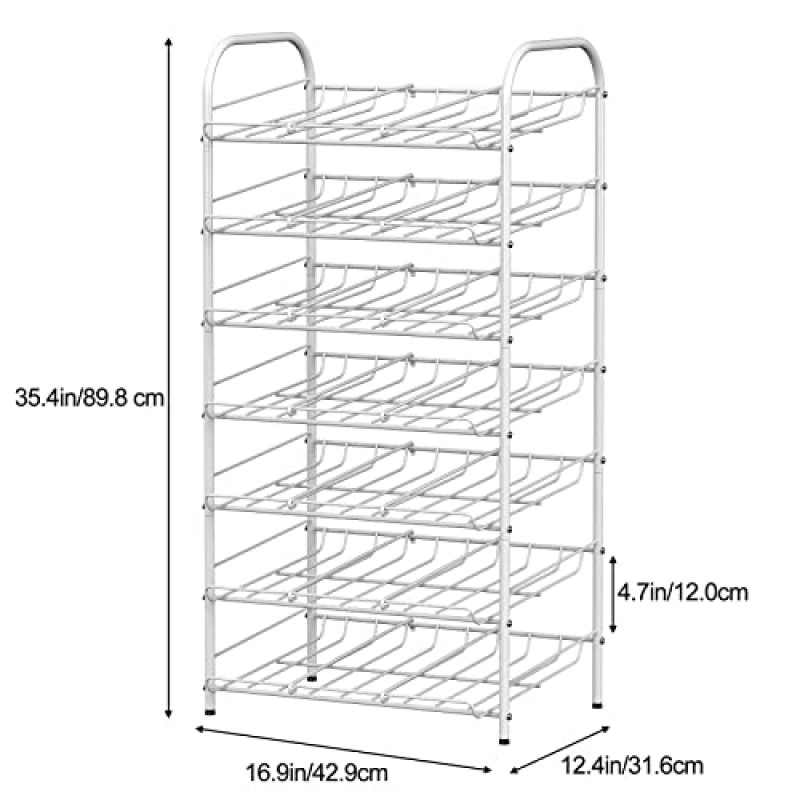 DOMYDEVM 7 계층 캔 랙 주최자 캔 스토리지 주최자 프리 스탠딩 음료 소다 캔 주최자 주방 식료품 저장실 용 디스펜서 홀더, 흰색
