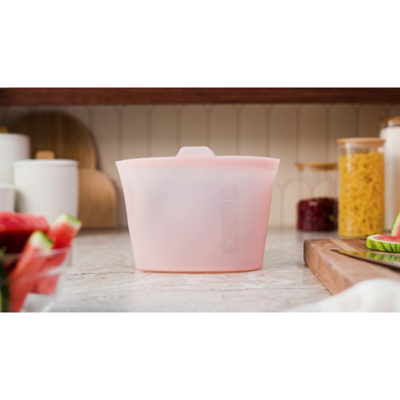 식품 보관, 냉동고, 전자레인지 및 오븐용 재사용 가능한 실리콘 용기 안전한 샌드위치 용기, 세인트루이스에서 디자인됨(4개 세트 전체), 코랄 핑크)