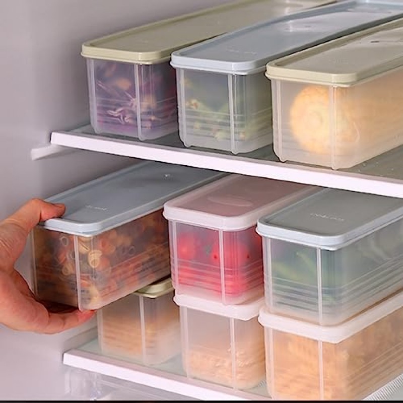 FEOOWV 뚜껑이 있는 파스타 보관 용기 6개 세트, 밀폐형 스파게티 국수 홀더 직사각형 젓가락 보관 상자 냉장고용 밀봉 국수 용기, 주방 식료품 저장실(혼합 색상)