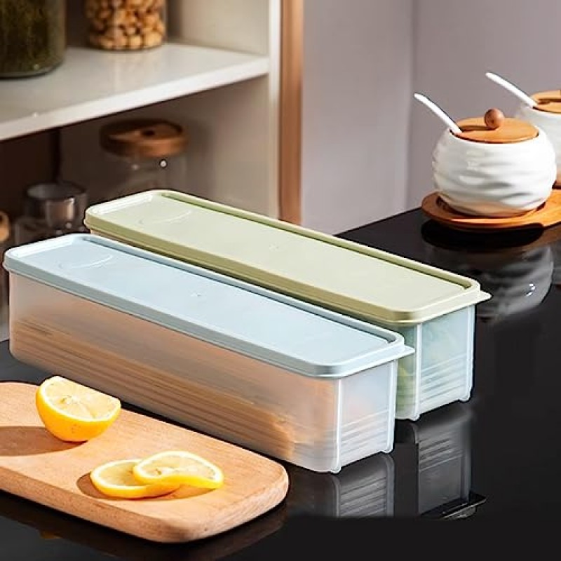 FEOOWV 뚜껑이 있는 파스타 보관 용기 6개 세트, 밀폐형 스파게티 국수 홀더 직사각형 젓가락 보관 상자 냉장고용 밀봉 국수 용기, 주방 식료품 저장실(혼합 색상)