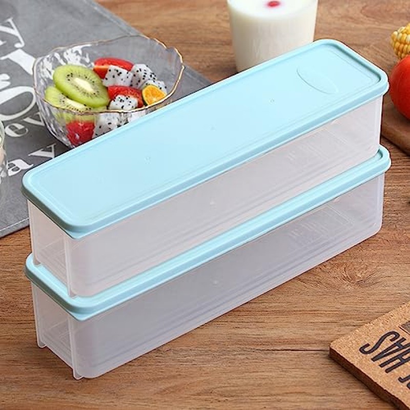 FEOOWV 뚜껑이 있는 파스타 보관 용기 6개 세트, 밀폐형 스파게티 국수 홀더 직사각형 젓가락 보관 상자 냉장고용 밀봉 국수 용기, 주방 식료품 저장실(혼합 색상)