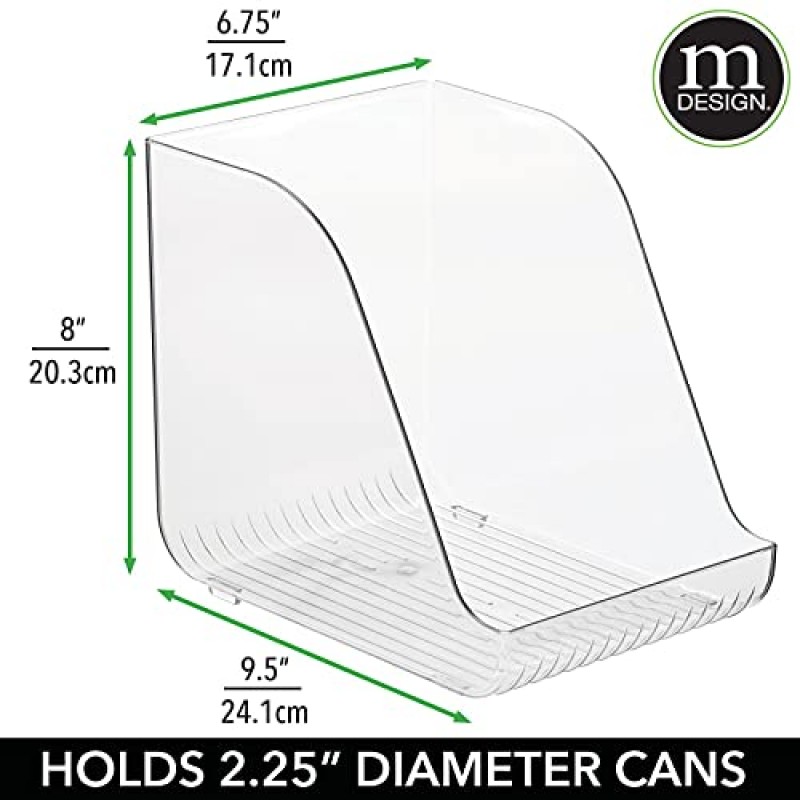 mDesign 콤팩트한 플라스틱 주방 및 키가 큰 스키니 탄산음료/팝 캔용 식품 저장실 수납 정리함 - 주방, 식료품 저장실, 냉장고 - 투명