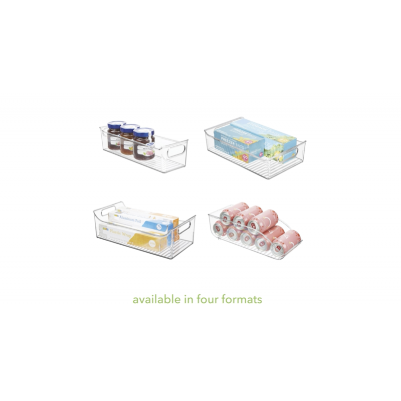 mDesign 콤팩트한 플라스틱 주방 및 키가 큰 스키니 탄산음료/팝 캔용 식품 저장실 수납 정리함 - 주방, 식료품 저장실, 냉장고 - 투명