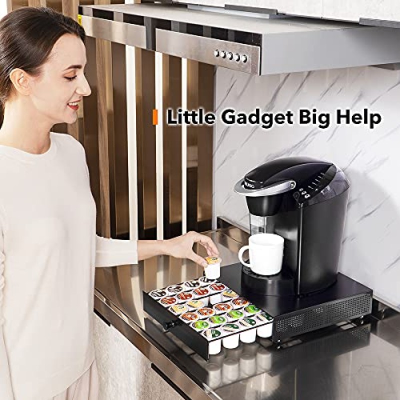 SICHEER K 컵 정리 보관 서랍 제조기 K 컵 홀더 슬라이딩 트레이 풀아웃 커피 포드 정리 롤링 스탠드 수조 랙 Dolce Gusto 캡슐 Keurig 액세서리와 호환 가능