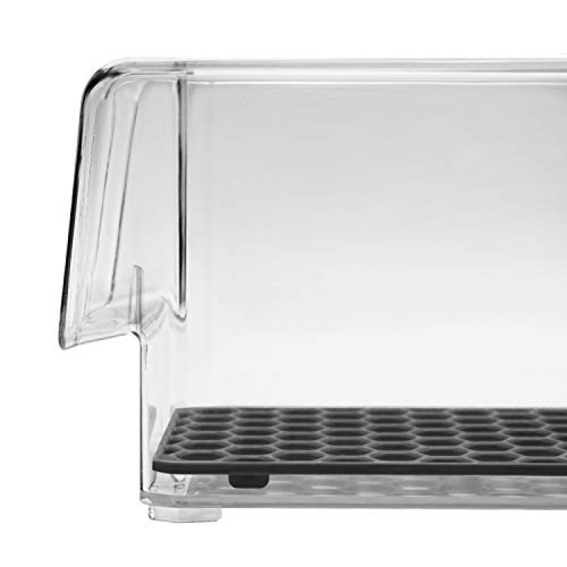 과일 채소 등의 보관 및 정리를 위한 Spectrum Diversified Hexa in-Fridge 대형 냉장고 통, 15 x 3.75 x 4.25, 투명/진한 회색